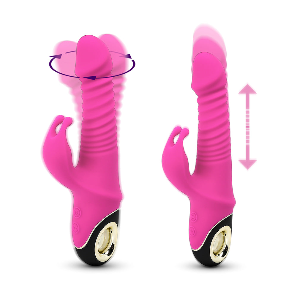 Pink Thrusting Rabbit Vibrator with Rotation