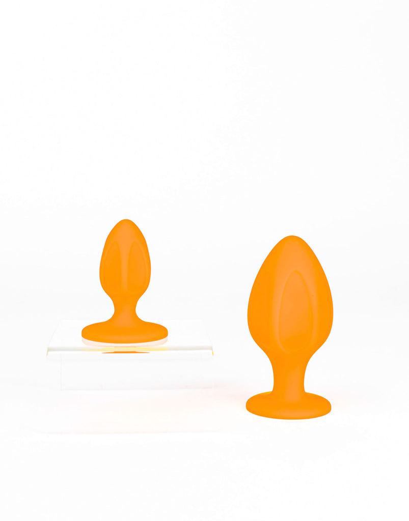 Beginners Cheeky Orange Textured Butt Plug Set