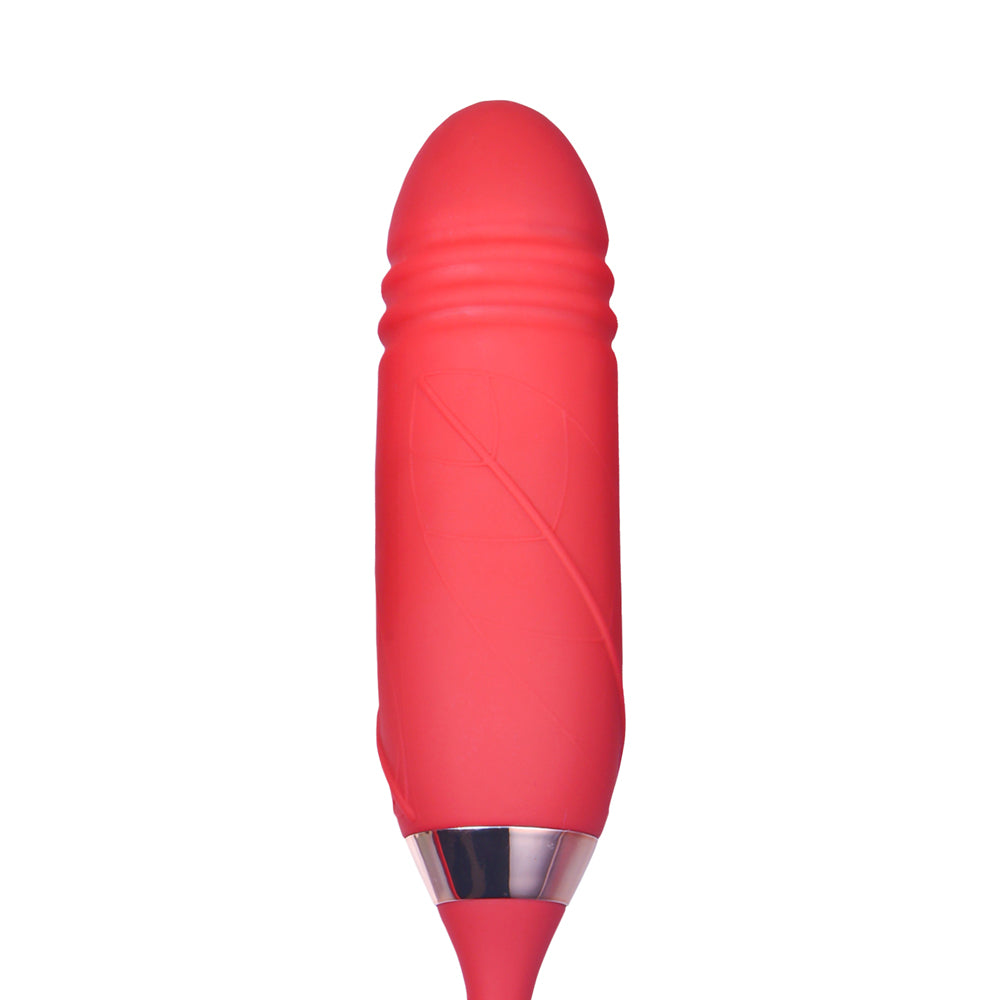 Clitoral Rose Massager with Thrusting Vibrator