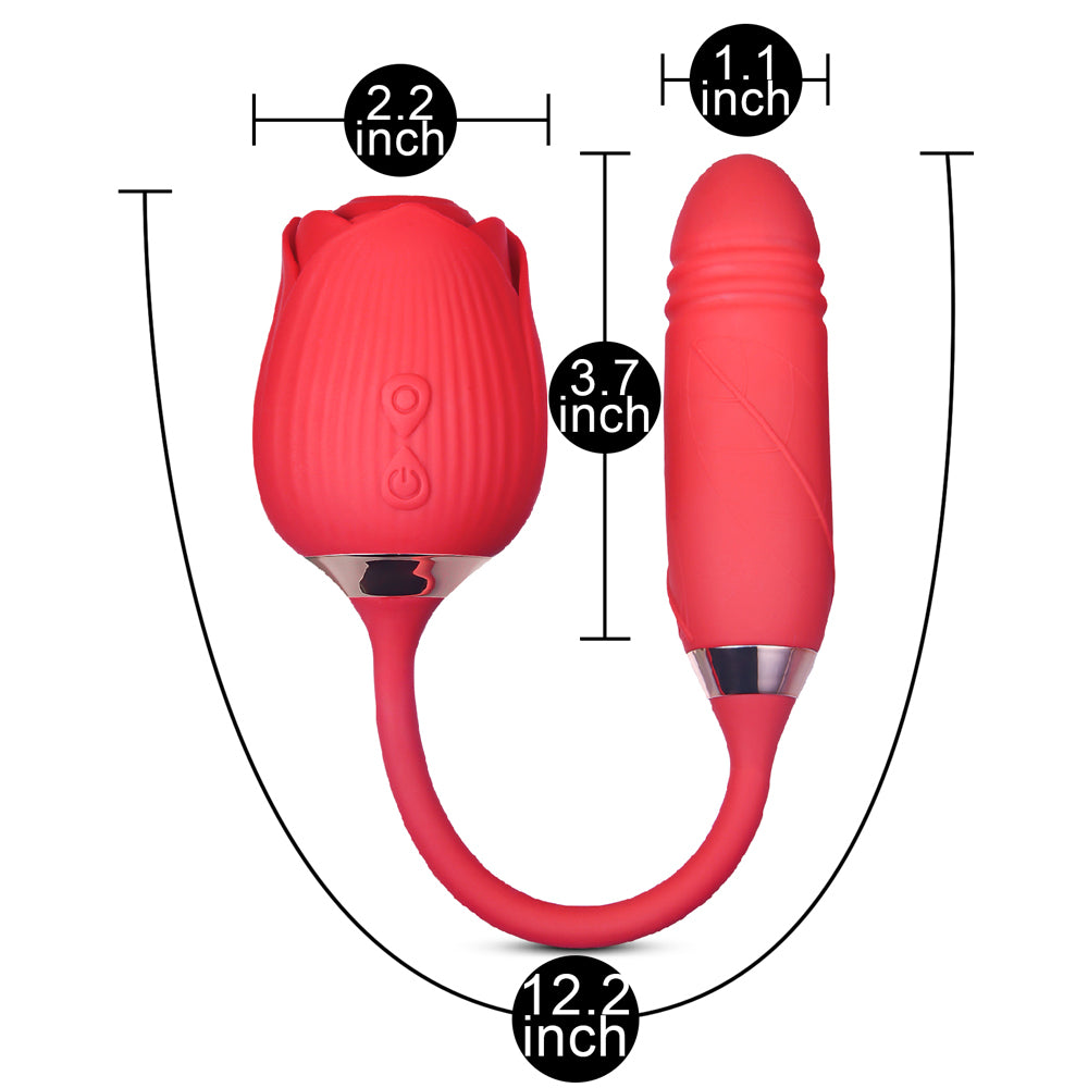 Clitoral Rose Massager with Thrusting Vibrator | Taste Vita Inc