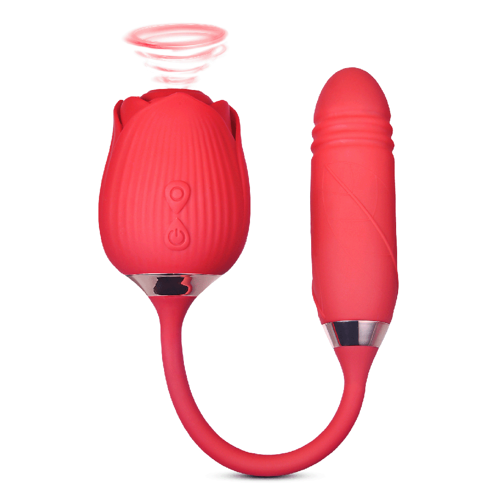 Clitoral Rose Massager with Thrusting Vibrator