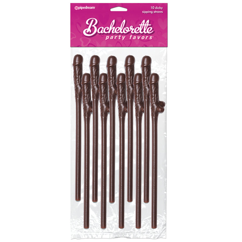 Bachelorette Party Dicky Sipping Straws-Brown 10pk